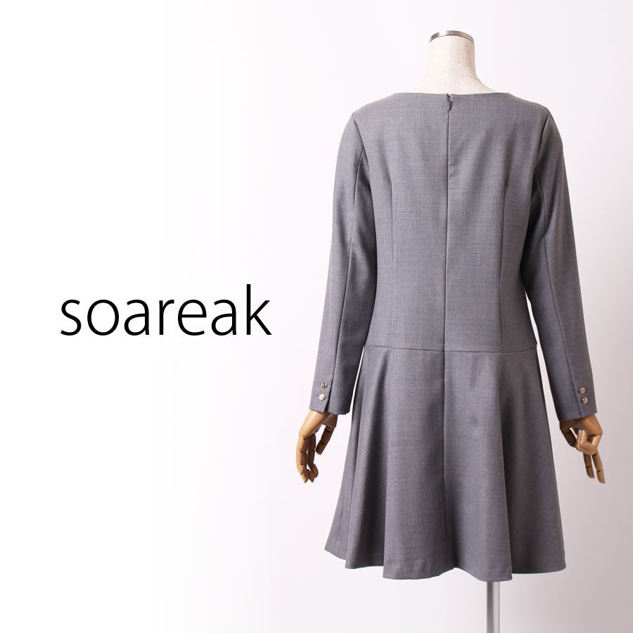 ローウエスト ウールワンピース(Mサイズ/グレー/soareak(ソアリーク))