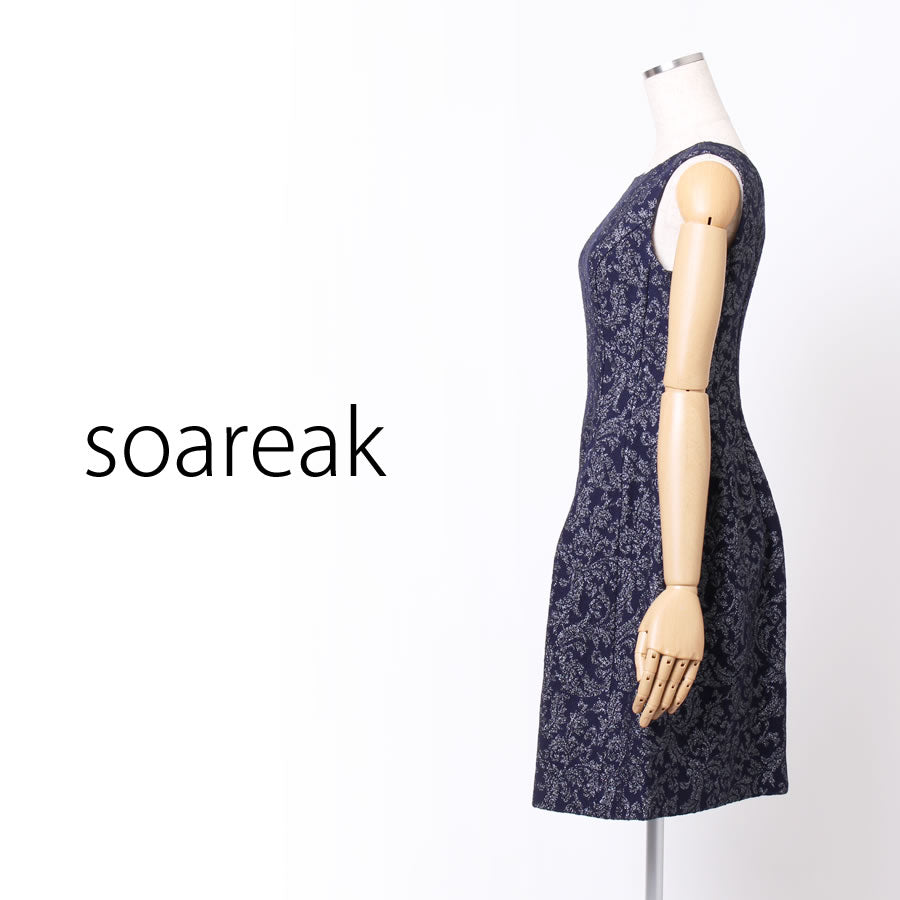 ラメジャガード ノースリーブワンピース(Mサイズ/ネイビー/soareak(ソアリーク))