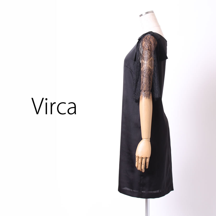 袖リボン レースワンピース(Fサイズ/ブラック/Virca(ヴィルカ))
