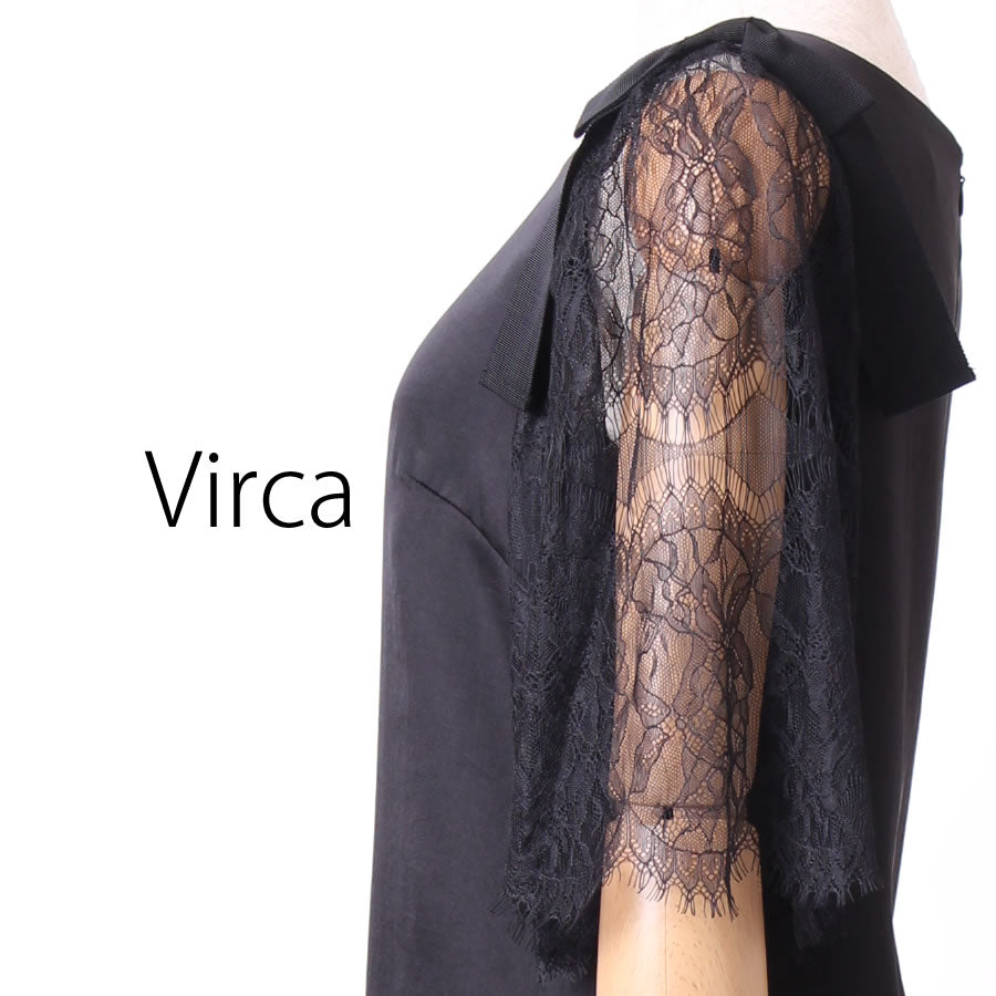 袖リボン レースワンピース(Fサイズ/ブラック/Virca(ヴィルカ))