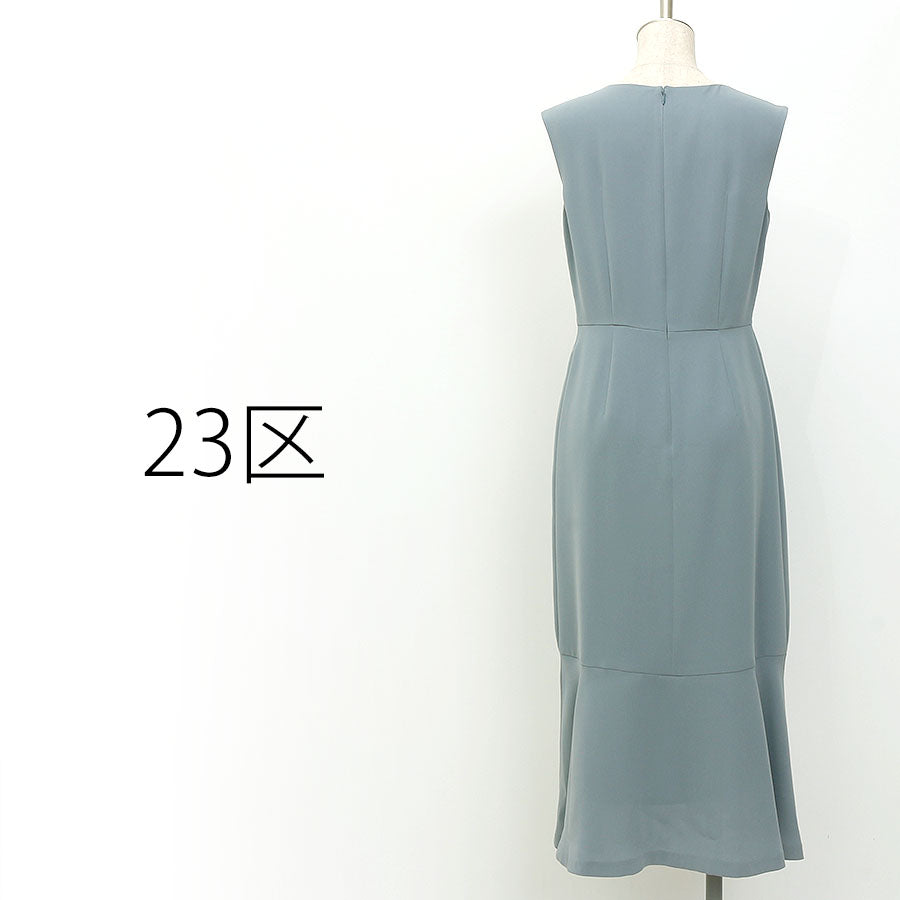 ライトダブルクロス ワンピース(Mサイズ/ブルー・水色/23区(ニジュウサンク))USED