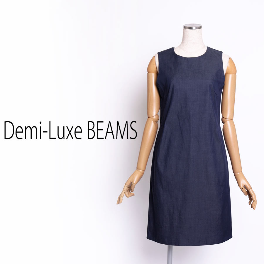 シャンブレー ペンシルワンピース(Sサイズ/ネイビー/Demi-Luxe BEAMS(デミルクス ビームス))
