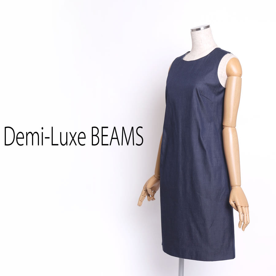 シャンブレー ペンシルワンピース(Sサイズ/ネイビー/Demi-Luxe BEAMS(デミルクス ビームス))