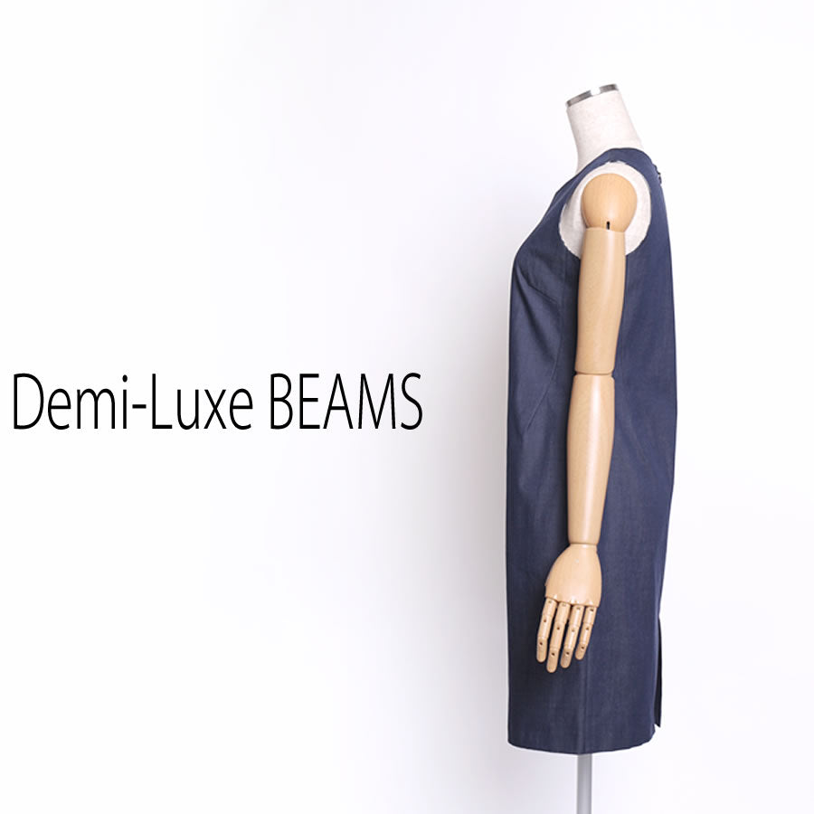 シャンブレー ペンシルワンピース(Sサイズ/ネイビー/Demi-Luxe BEAMS(デミルクス ビームス))