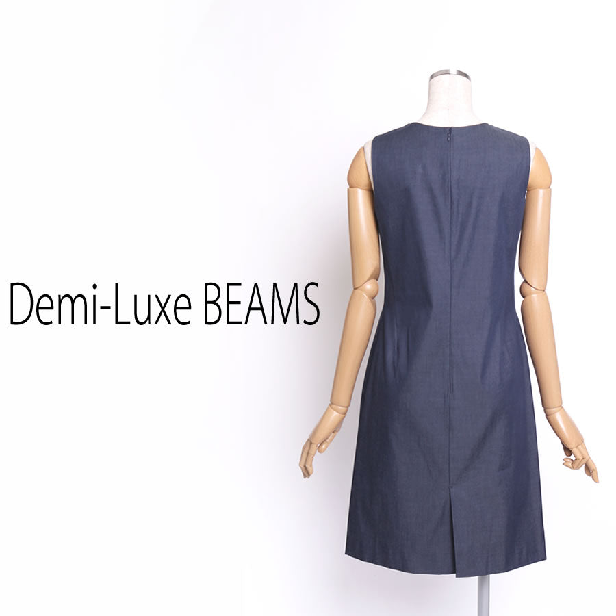 シャンブレー ペンシルワンピース(Sサイズ/ネイビー/Demi-Luxe BEAMS(デミルクス ビームス))