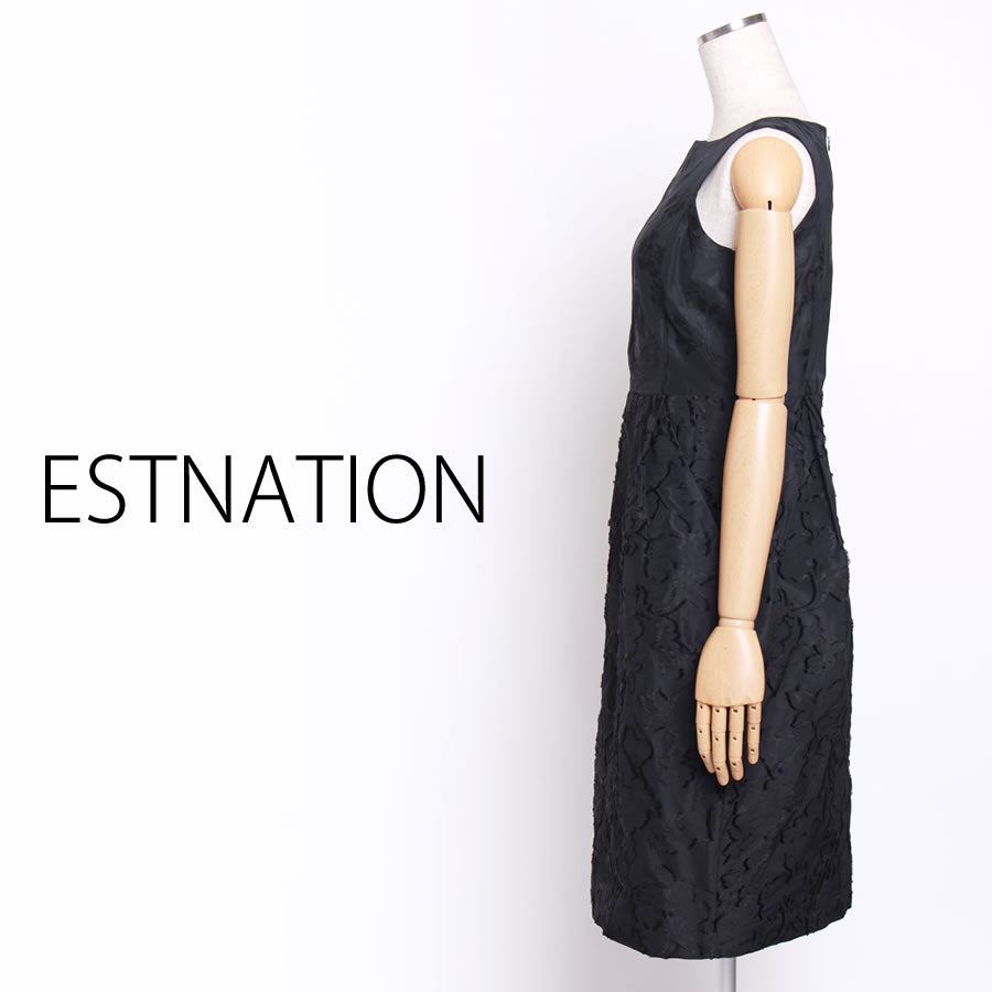 カットジャガード ワンピース(Sサイズ/ブラック/ESTNATION(エストネーション))USED
