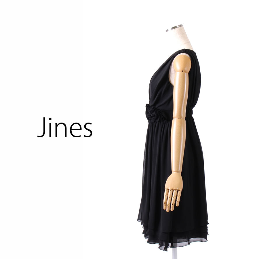 ウエストアジロフラワー ドレス ワンピース(Mサイズ/ブラック/Jines(ジネス))USED