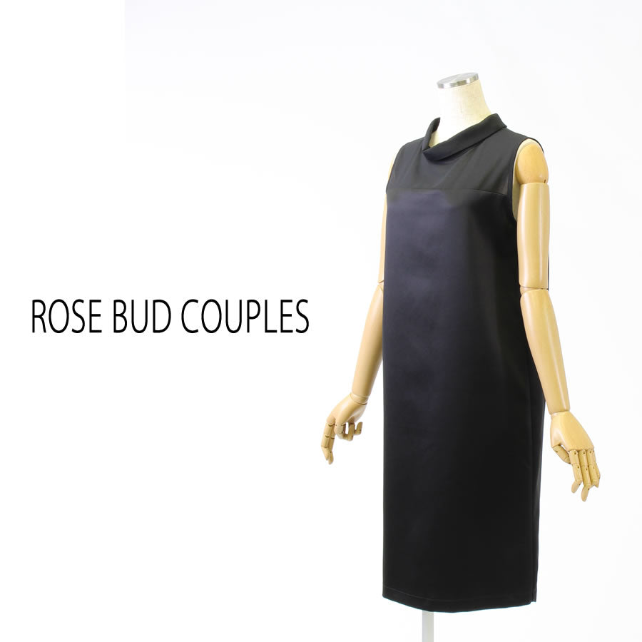 襟付?胸元?切替?ワンピース(Sサイズ/ブラック/ROSE BUD(ローズバッド))USED