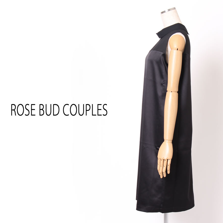 襟付?胸元?切替?ワンピース(Sサイズ/ブラック/ROSE BUD(ローズバッド))USED