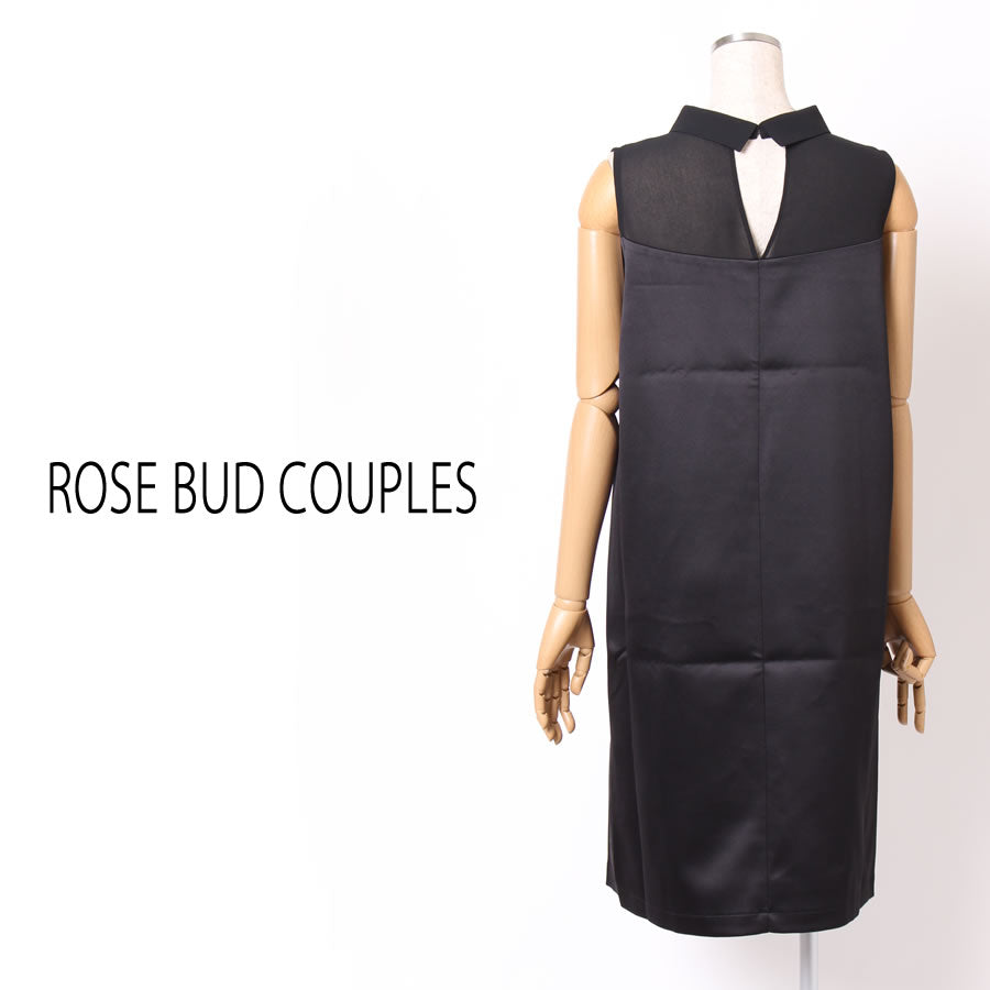 襟付?胸元?切替?ワンピース(Sサイズ/ブラック/ROSE BUD(ローズバッド))USED