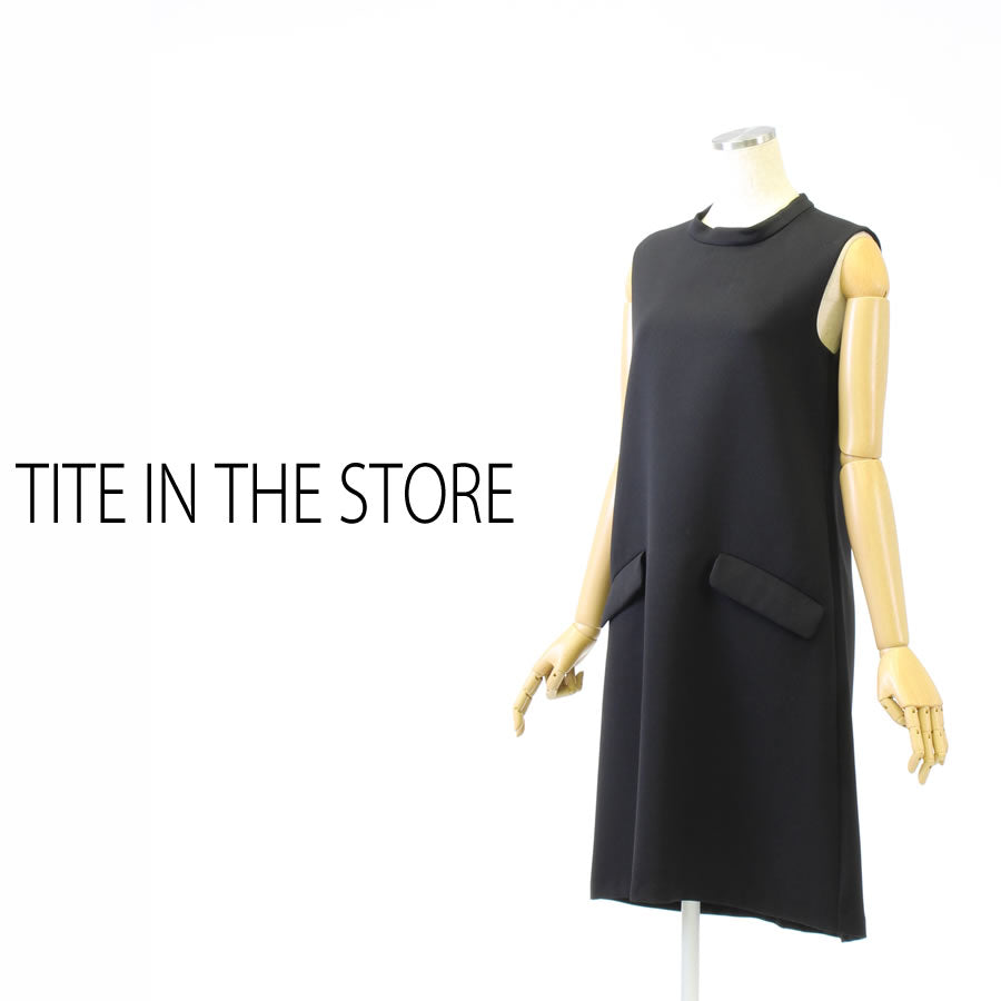 ハイネック Aライン ノースリーブワンピース(Mサイズ/ブラック/TITE IN THE STORE(ティテ インザ ストア))USED