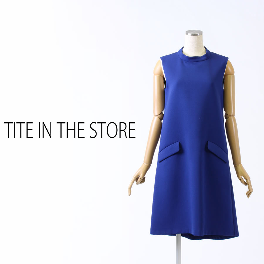 ハイネック Aライン ノースリーブワンピース(Mサイズ/ネイビー/TITE IN THE STORE(ティテ インザ ストア))USED