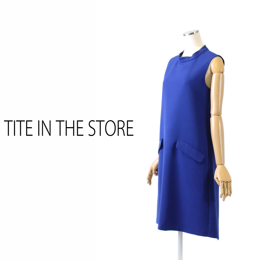 ハイネック Aライン ノースリーブワンピース(Mサイズ/ネイビー/TITE IN THE STORE(ティテ インザ ストア))USED