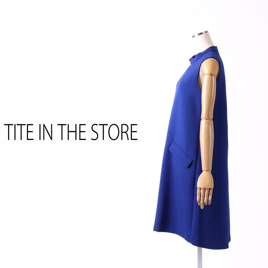 ハイネック Aライン ノースリーブワンピース(Mサイズ/ネイビー/TITE IN THE STORE(ティテ インザ ストア))USED