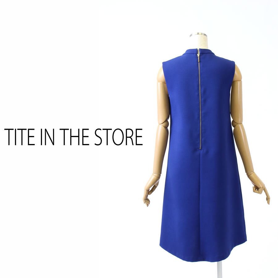 ハイネック Aライン ノースリーブワンピース(Mサイズ/ネイビー/TITE IN THE STORE(ティテ インザ ストア))USED