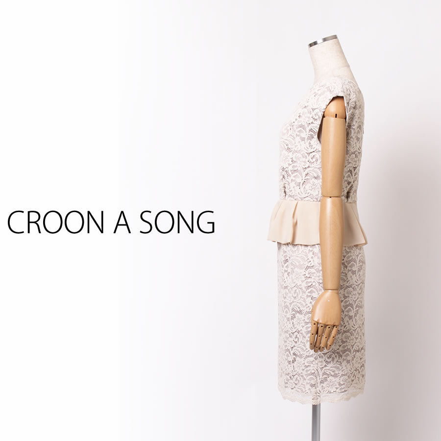 ぺプラム レース?ワンピース(Mサイズ/ベージュ/CROON A SONG(クルーン ア ソング))USED
