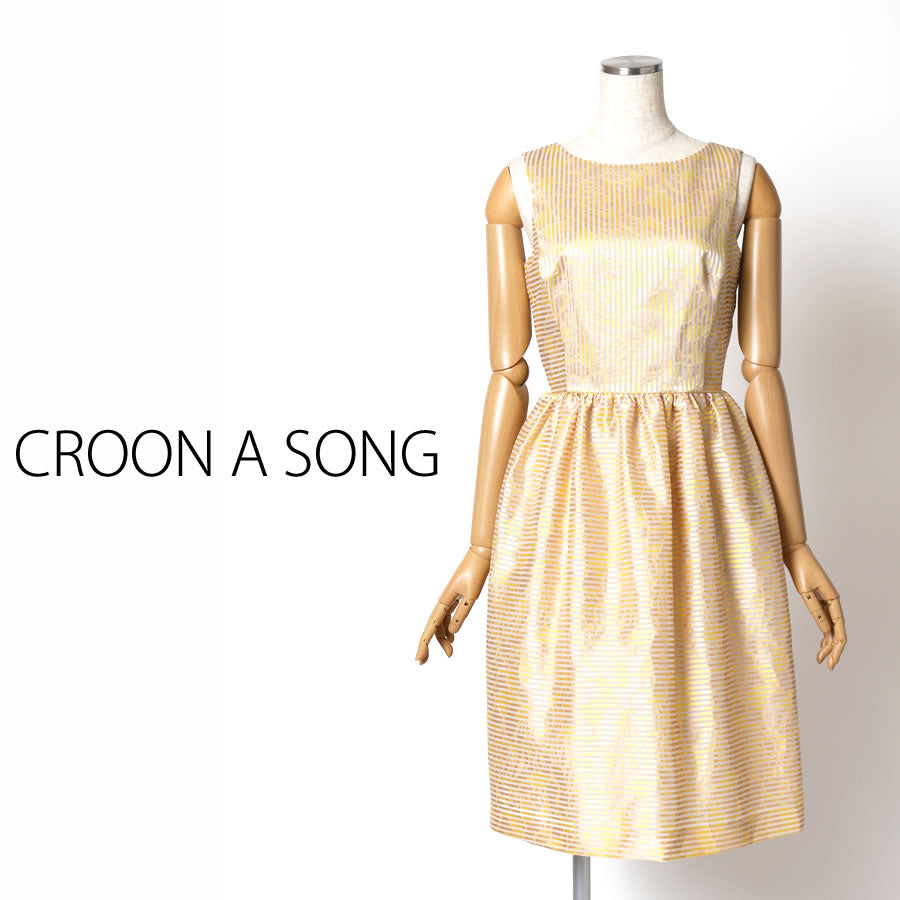 フラワー ジャガード ワンピース(Mサイズ/イエロー/CROON A SONG(クルーン ア ソング))USED