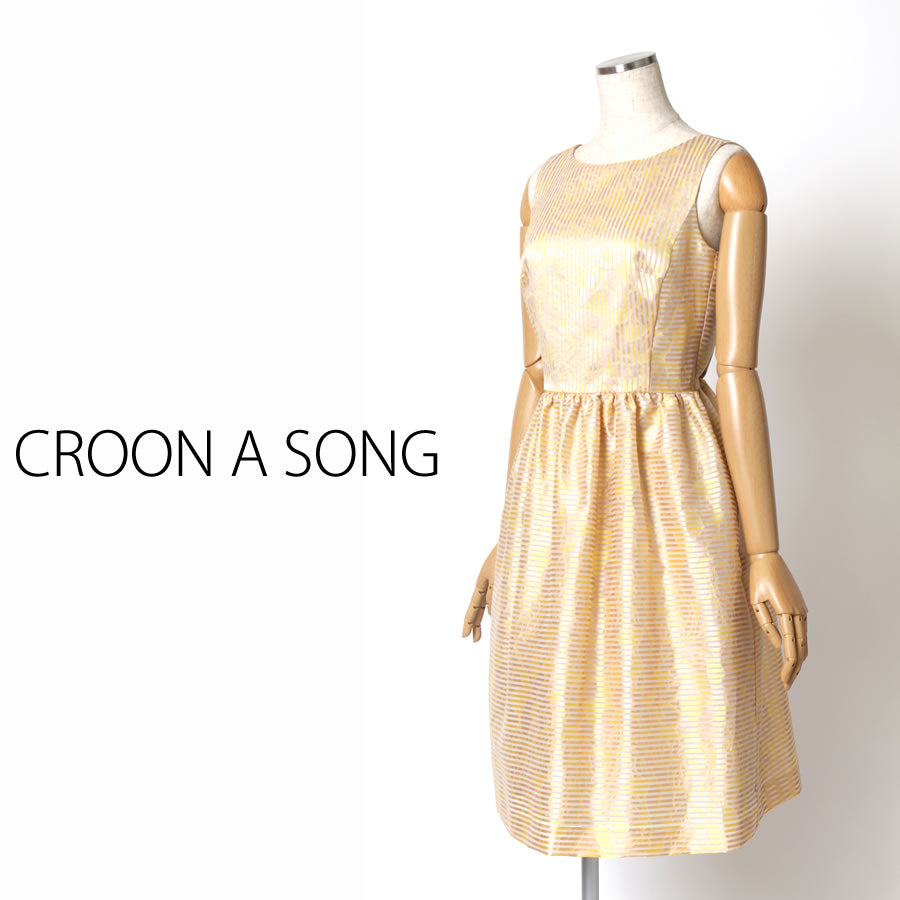 フラワー ジャガード ワンピース(Mサイズ/イエロー/CROON A SONG(クルーン ア ソング))USED