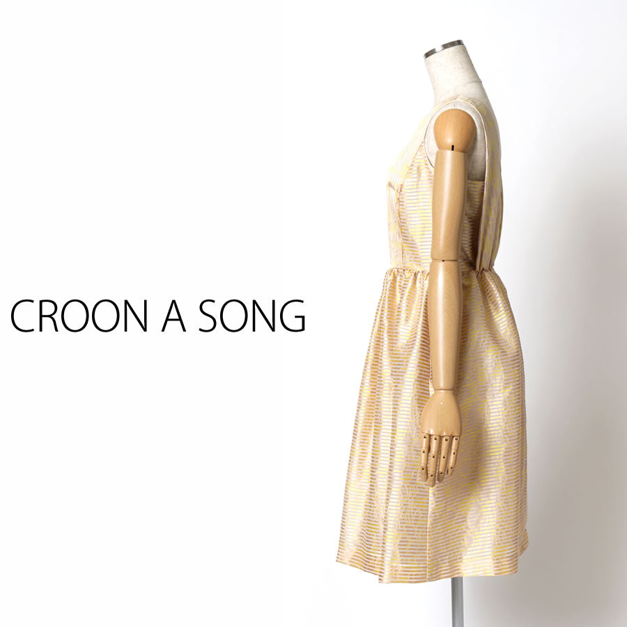 フラワー ジャガード ワンピース(Mサイズ/イエロー/CROON A SONG(クルーン ア ソング))USED