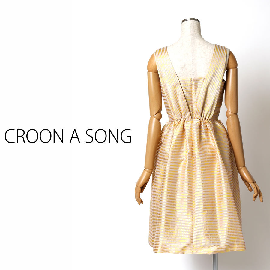 フラワー ジャガード ワンピース(Mサイズ/イエロー/CROON A SONG(クルーン ア ソング))USED