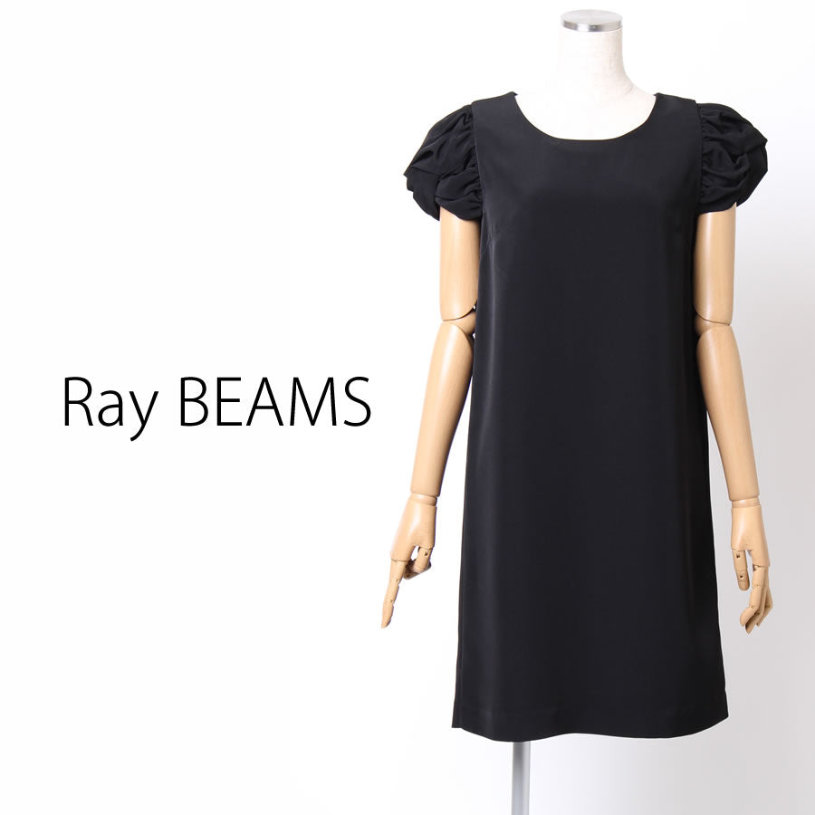 デシンツイスト パフスリーブ ワンピース(Mサイズ/ブラック/Ray BEAMS(レイビームス))USED