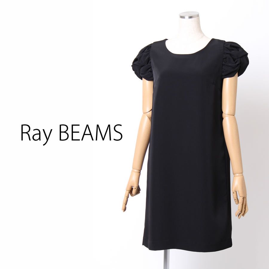 デシンツイスト パフスリーブ ワンピース(Mサイズ/ブラック/Ray BEAMS(レイビームス))USED