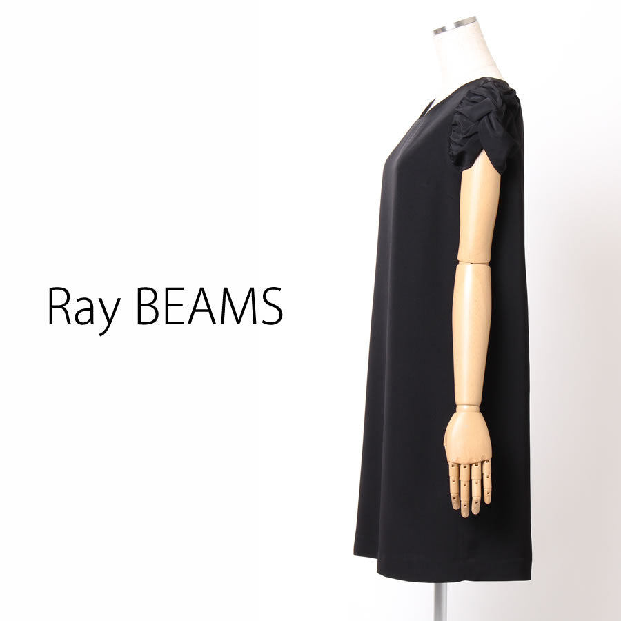 デシンツイスト パフスリーブ ワンピース(Mサイズ/ブラック/Ray BEAMS(レイビームス))USED