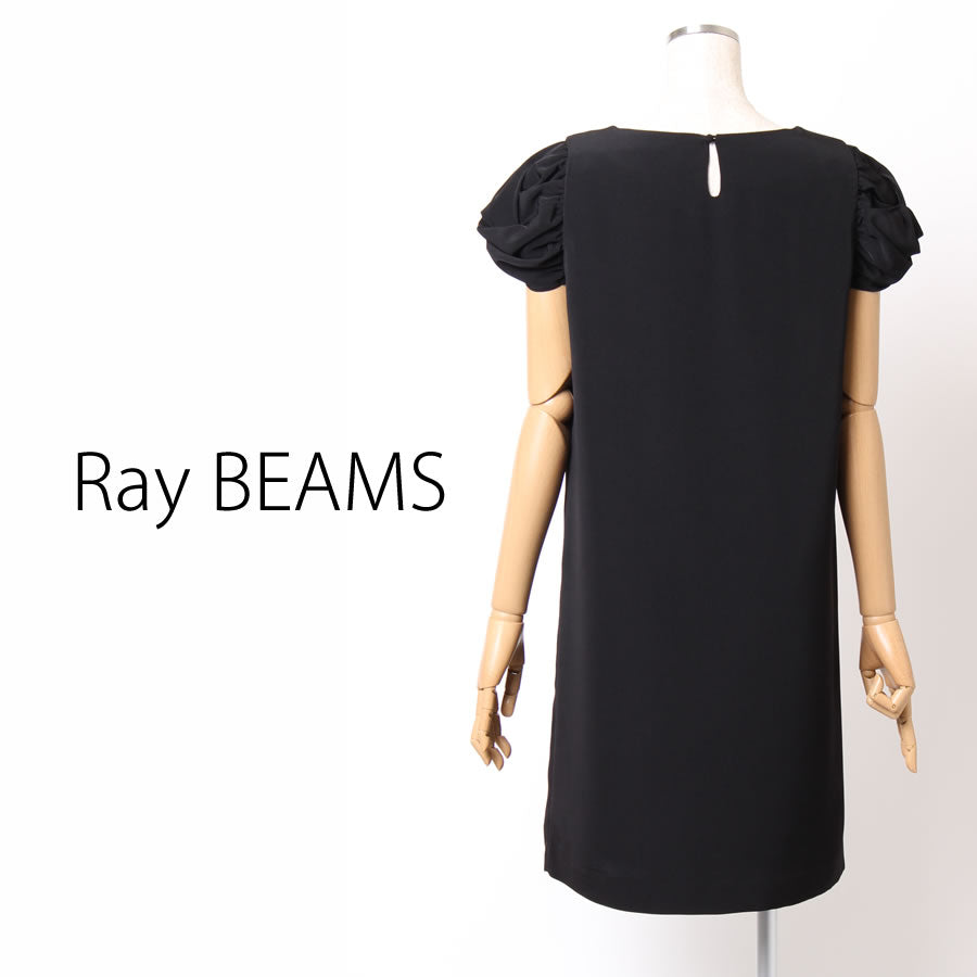 デシンツイスト パフスリーブ ワンピース(Mサイズ/ブラック/Ray BEAMS(レイビームス))USED
