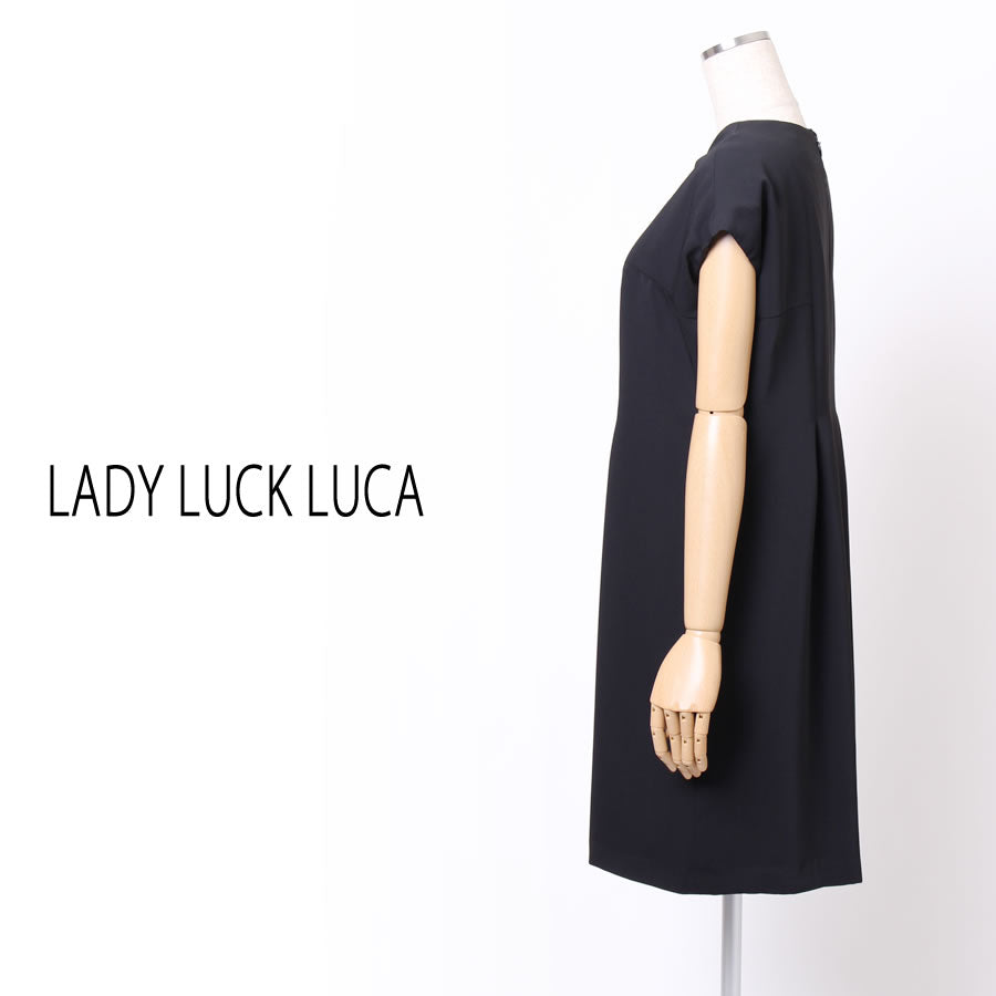 フレンチスリーブ コクーン ワンピース(Fサイズ/ブラック/LADY LUCK LUCA(レディラックルカ))USED