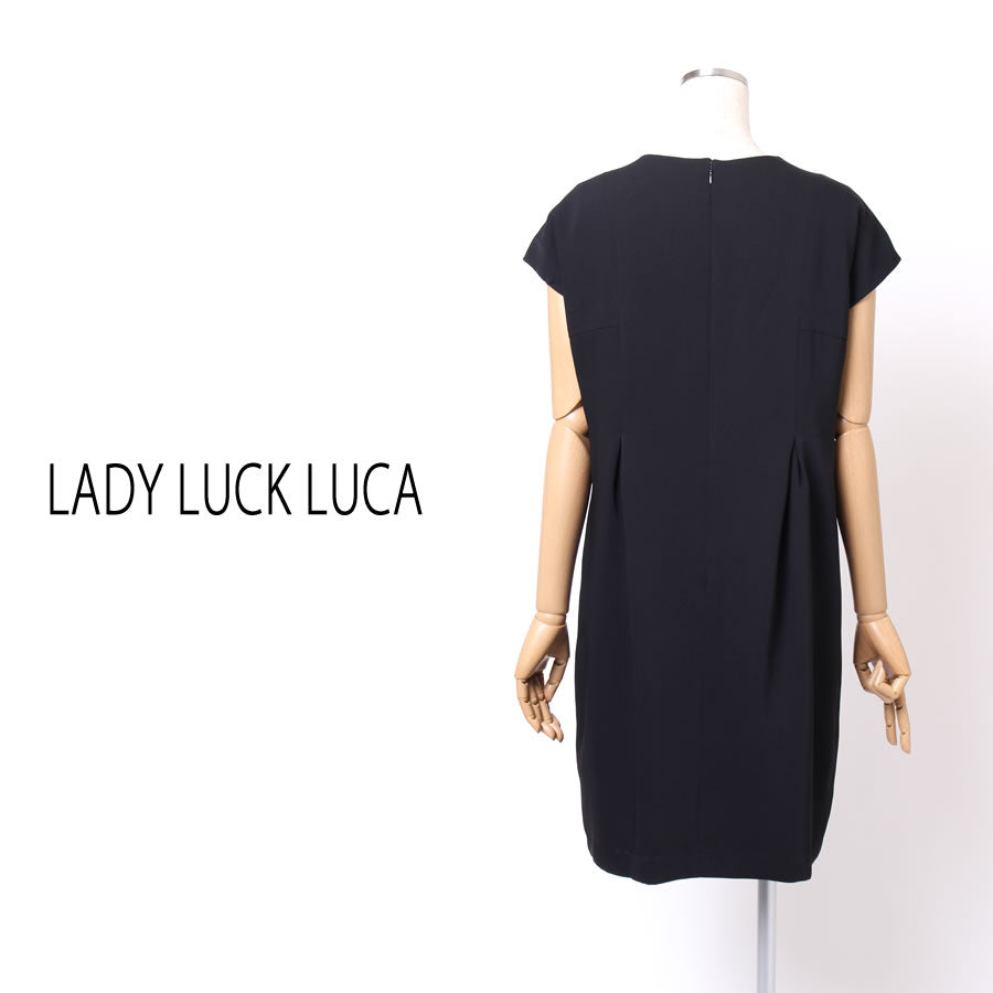 フレンチスリーブ コクーン ワンピース(Fサイズ/ブラック/LADY LUCK LUCA(レディラックルカ))USED