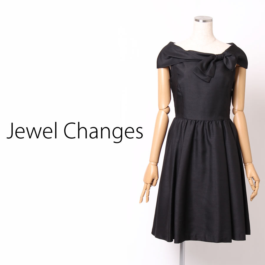 リボン オフショルダー フレア ワンピース(Mサイズ/ブラック/Jewel Changes(ジュエルチェンジズ))USED