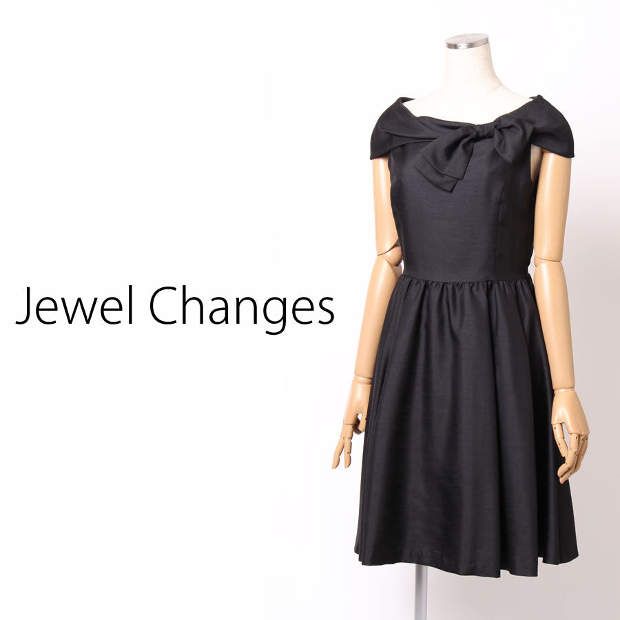 リボン オフショルダー フレア ワンピース(Mサイズ/ブラック/Jewel Changes(ジュエルチェンジズ))USED