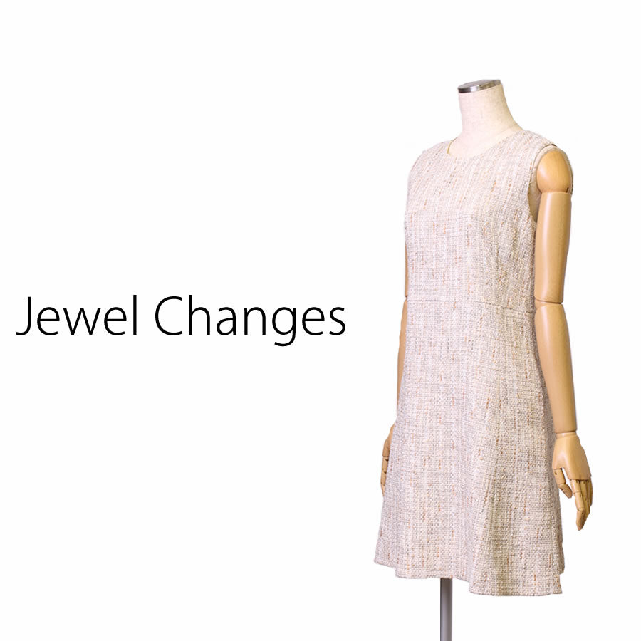ラメ ツイード ワンピース(Mサイズ/ベージュ/Jewel Changes(ジュエルチェンジズ))USED