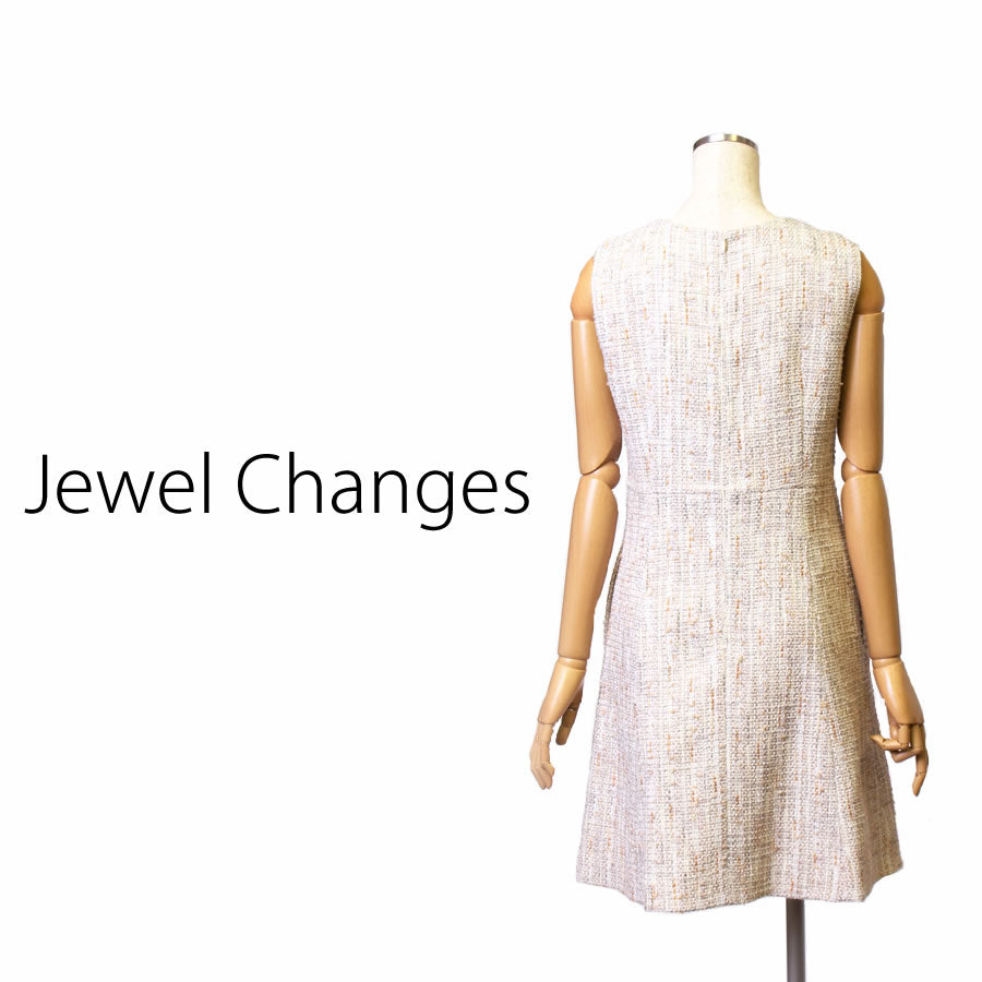 ラメ ツイード ワンピース(Mサイズ/ベージュ/Jewel Changes(ジュエルチェンジズ))USED