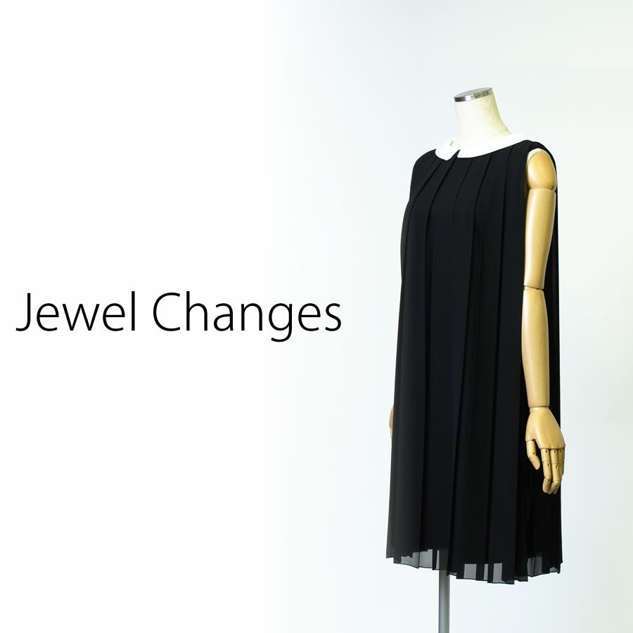 襟付き プリーツ ワンピース(Mサイズ/ブラック/Jewel Changes(ジュエルチェンジズ))USED