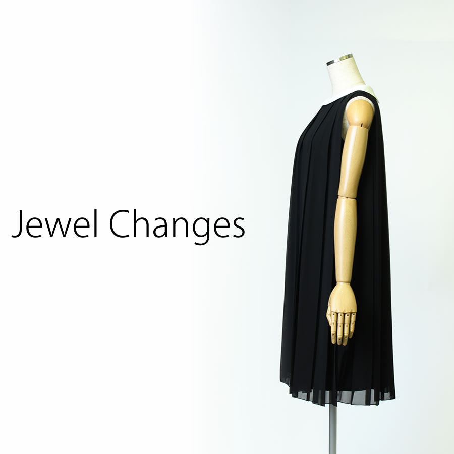 襟付き プリーツ ワンピース(Mサイズ/ブラック/Jewel Changes(ジュエルチェンジズ))USED