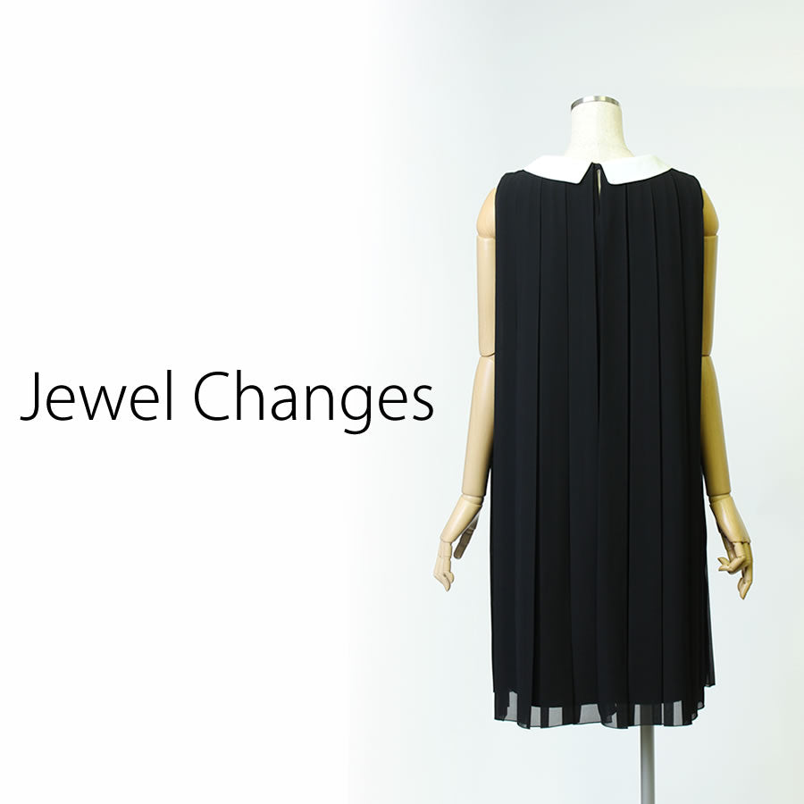 襟付き プリーツ ワンピース(Mサイズ/ブラック/Jewel Changes(ジュエルチェンジズ))USED