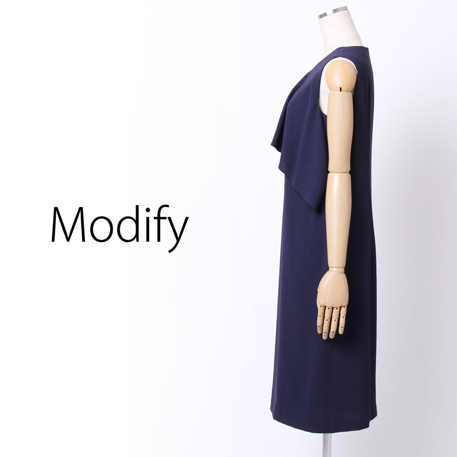 ドレープ ワンピース(Mサイズ/ネイビー/Modify(モディファイ))USED