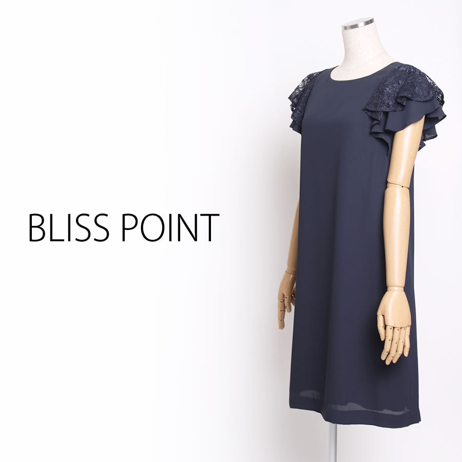 レースフリル スリーブワンピース(Lサイズ/ネイビー/BLISS POINT(ブリスポイント))USED