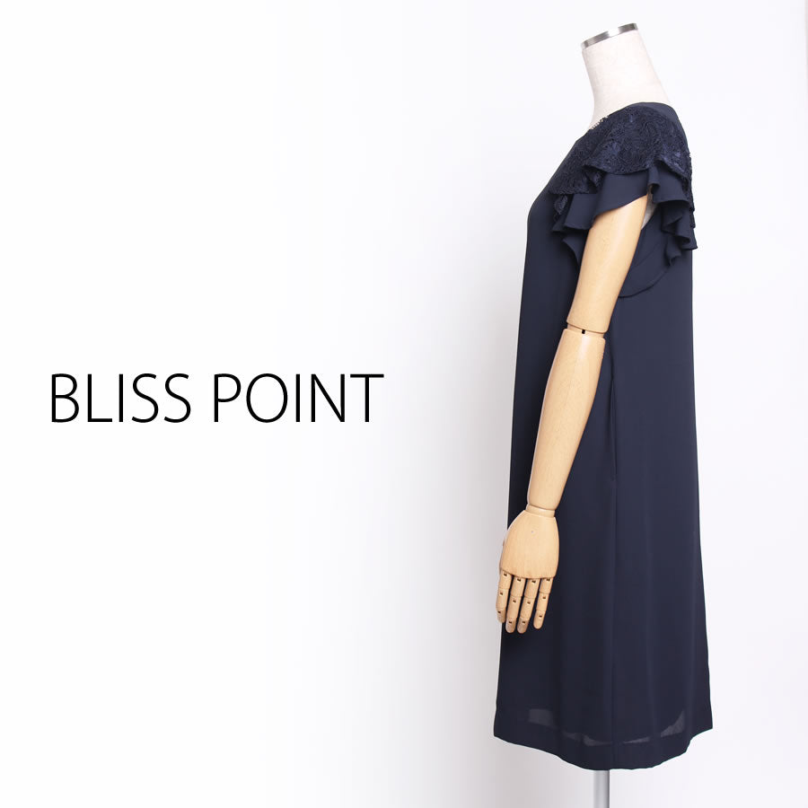 レースフリル スリーブワンピース(Lサイズ/ネイビー/BLISS POINT(ブリスポイント))USED