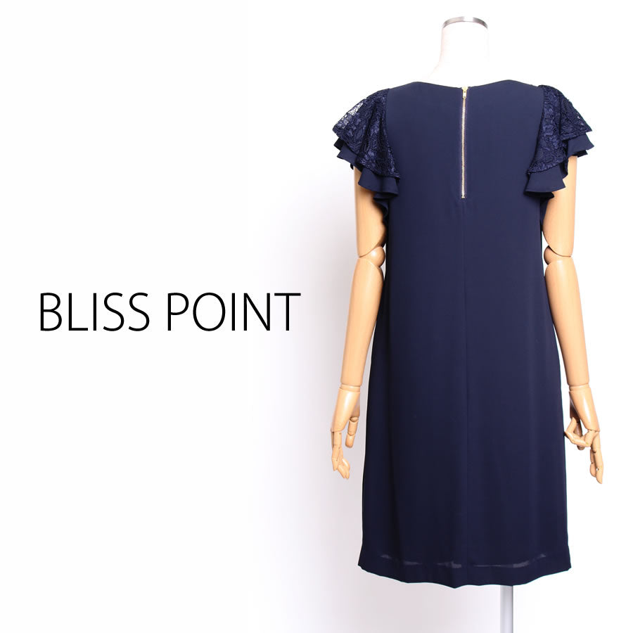 レースフリル スリーブワンピース(Lサイズ/ネイビー/BLISS POINT(ブリスポイント))USED