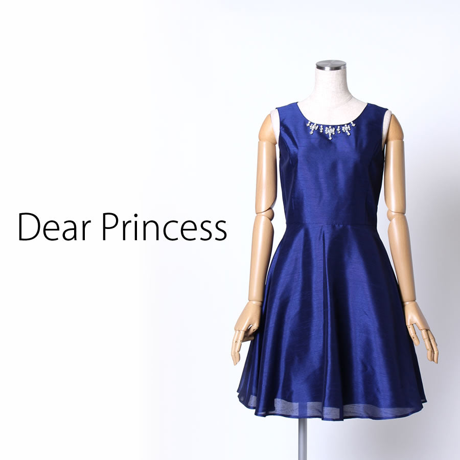 ライトシャンタン ノースリーブワンピース(Mサイズ/ネイビー/Dear Princess(ディアプリンセス))USED