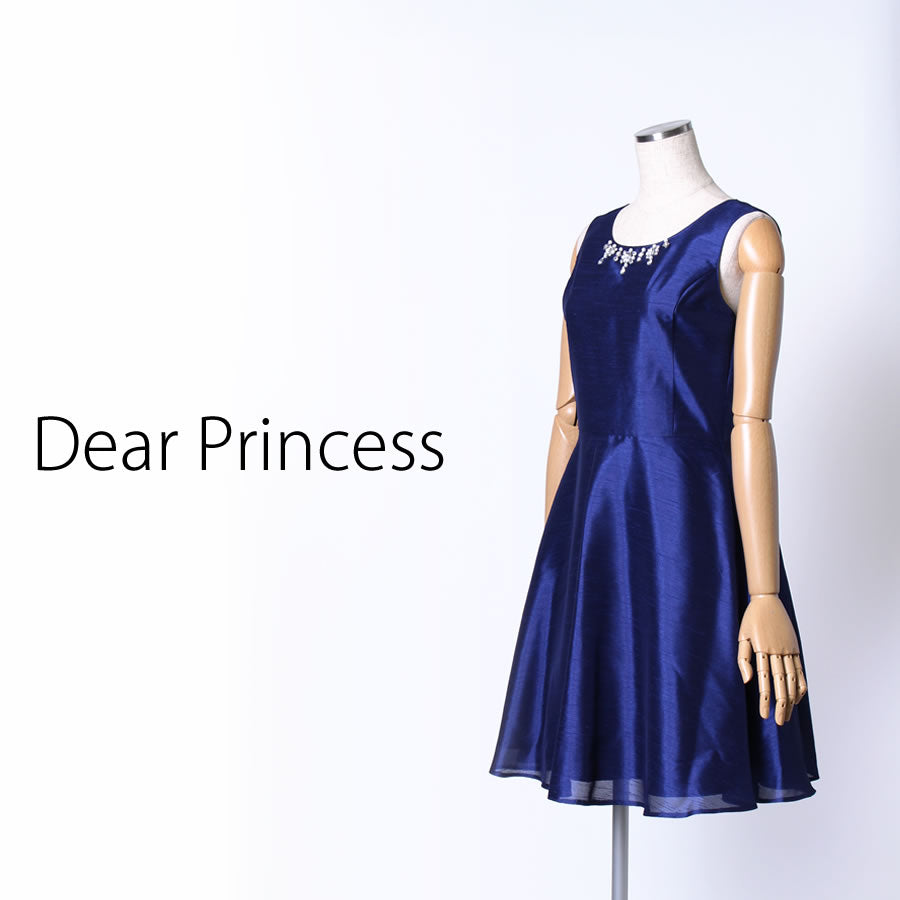 ライトシャンタン ノースリーブワンピース(Mサイズ/ネイビー/Dear Princess(ディアプリンセス))USED