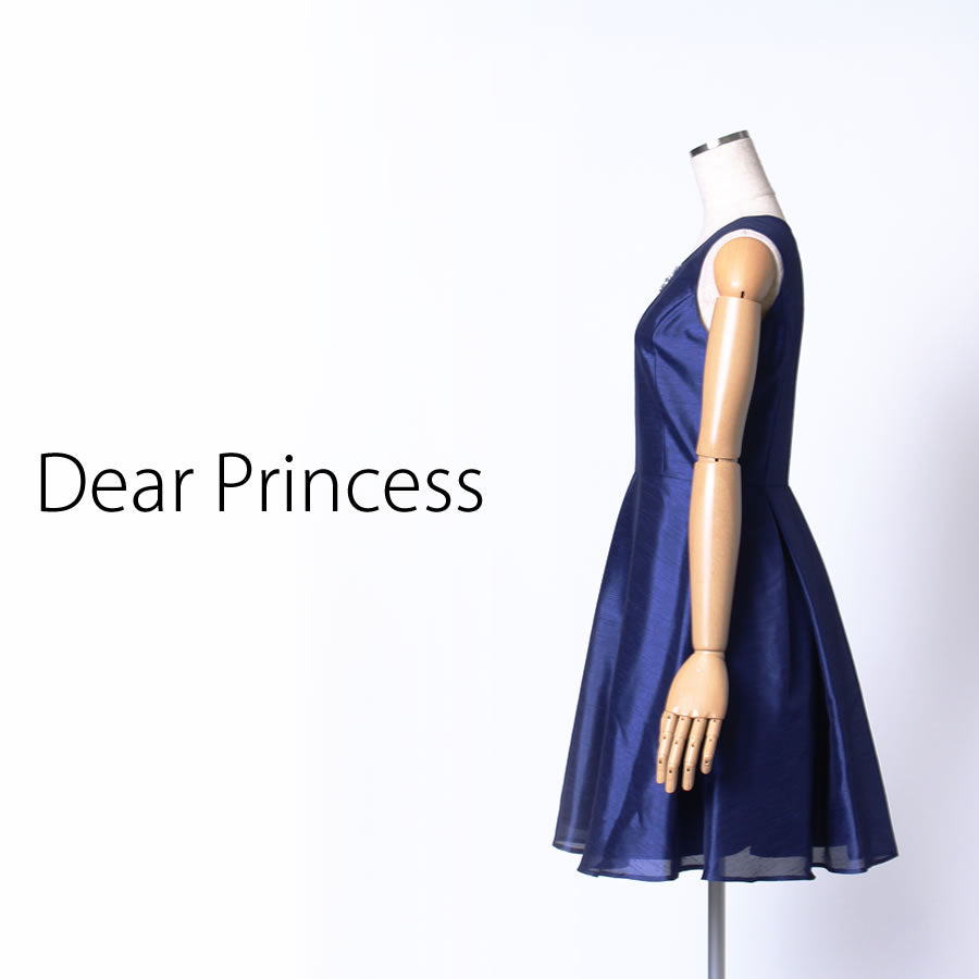 ライトシャンタン ノースリーブワンピース(Mサイズ/ネイビー/Dear Princess(ディアプリンセス))USED