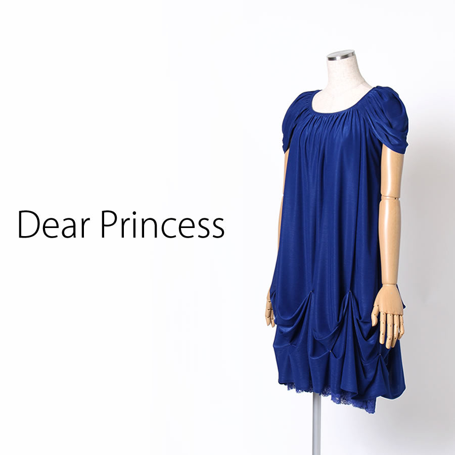 裾タック & レース ドレープワンピース(Mサイズ/ブルー・水色/Dear Princess(ディアプリンセス))