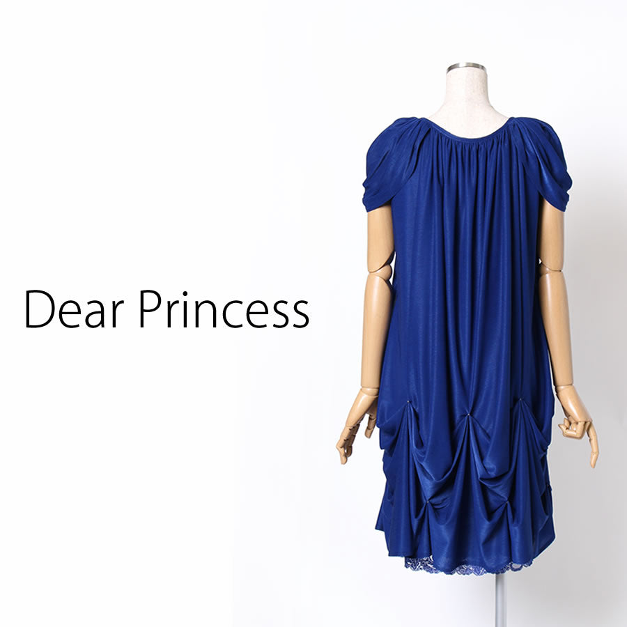 裾タック & レース ドレープワンピース(Mサイズ/ブルー・水色/Dear Princess(ディアプリンセス))