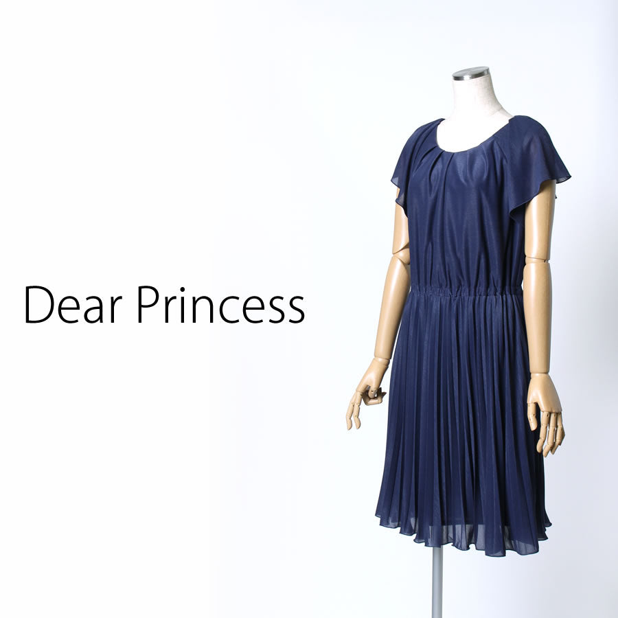 バックリボン プリーツ ロング ワンピース(Mサイズ/ネイビー/Dear Princess(ディアプリンセス))USED