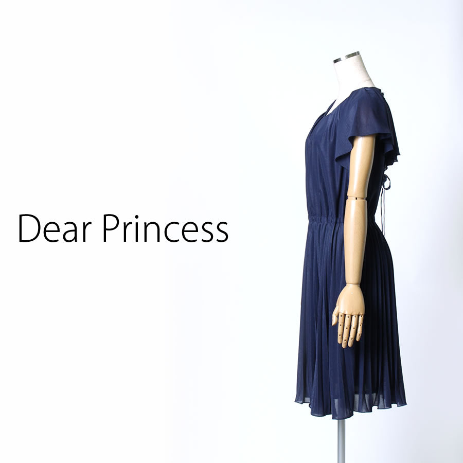 バックリボン プリーツ ロング ワンピース(Mサイズ/ネイビー/Dear Princess(ディアプリンセス))USED