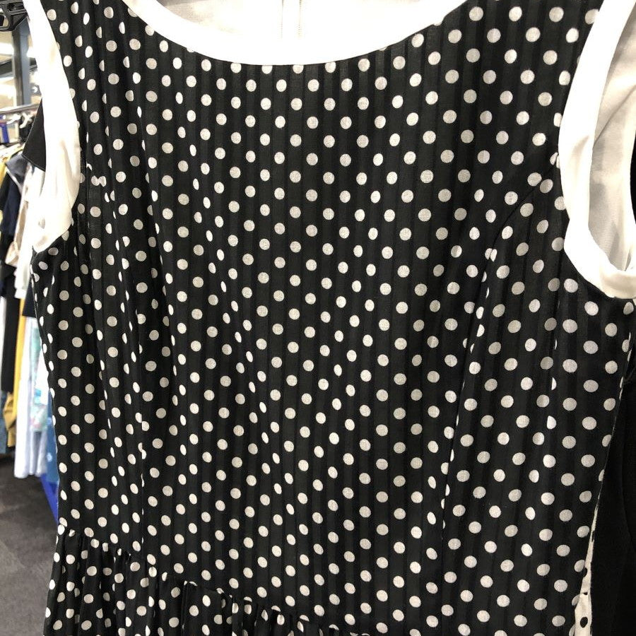 綿ストライプドットワンピース(Sサイズ/ブラック/Dear Princess(ディアプリンセス))USED