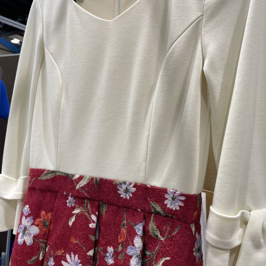 フラワージャガード 切替 ワンピース(Sサイズ/レッド/Dear Princess(ディアプリンセス))USED